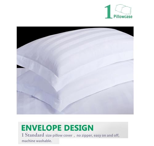 CASA ESENCIA 100% Egyptian Cotton Sheets King Size – 1000 Thread Count White Striped King Bed Sheet – 4 Piece Bedding Set - Extra Deep Pocket Fits Upto 17” – White Stripe Hotel Luxury Sheets