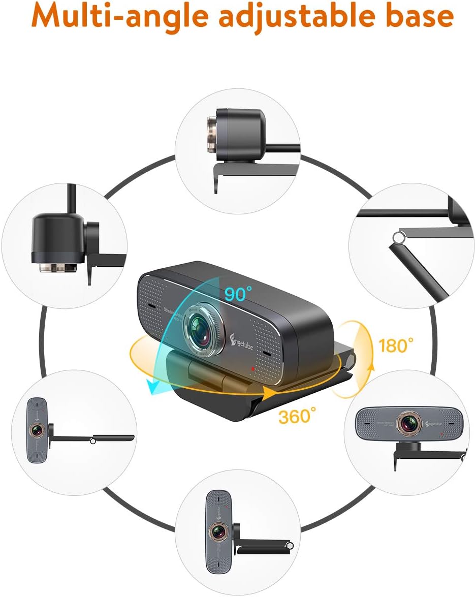 1080P Web Camera - Angetube HD Webcam with Microphone - USB Computer Camera with 90-Degree Wide Angle, Plug and Play for Zoom | Skype | Teams | Streaming | Video Calling