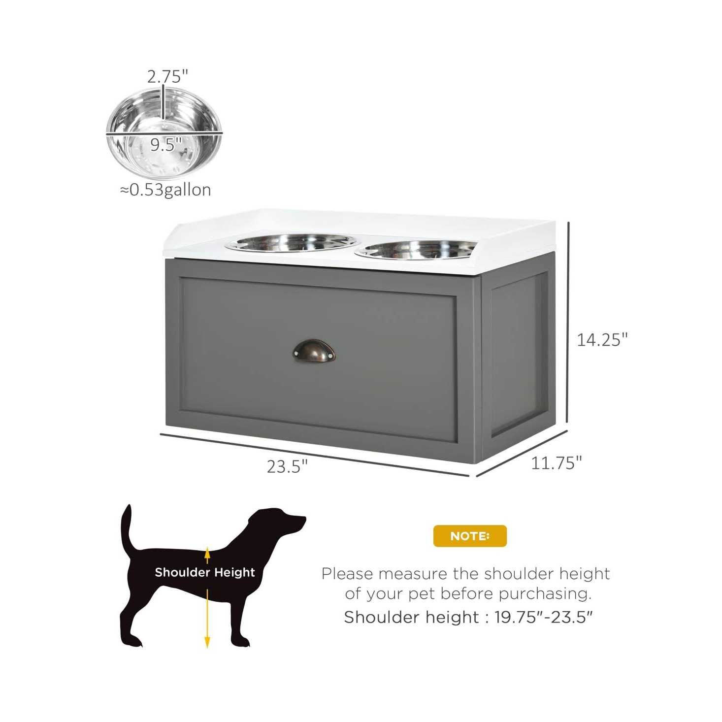 PawHut Large Elevated Dog Bowls with Storage Drawer - Pet Supplies online store