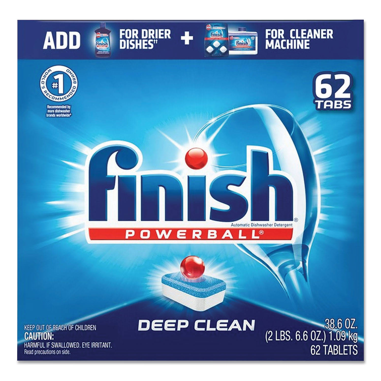 Finish Powerball Dishwasher Tabs, Fresh Scent, 62/Box, 4 Boxes/Carton