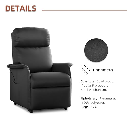 Electric Power Lift Chair Recliners for Elderly with Massage and Heating, Living Room Recliner Chair with Remote Control, Side Pockets, Black (PU)