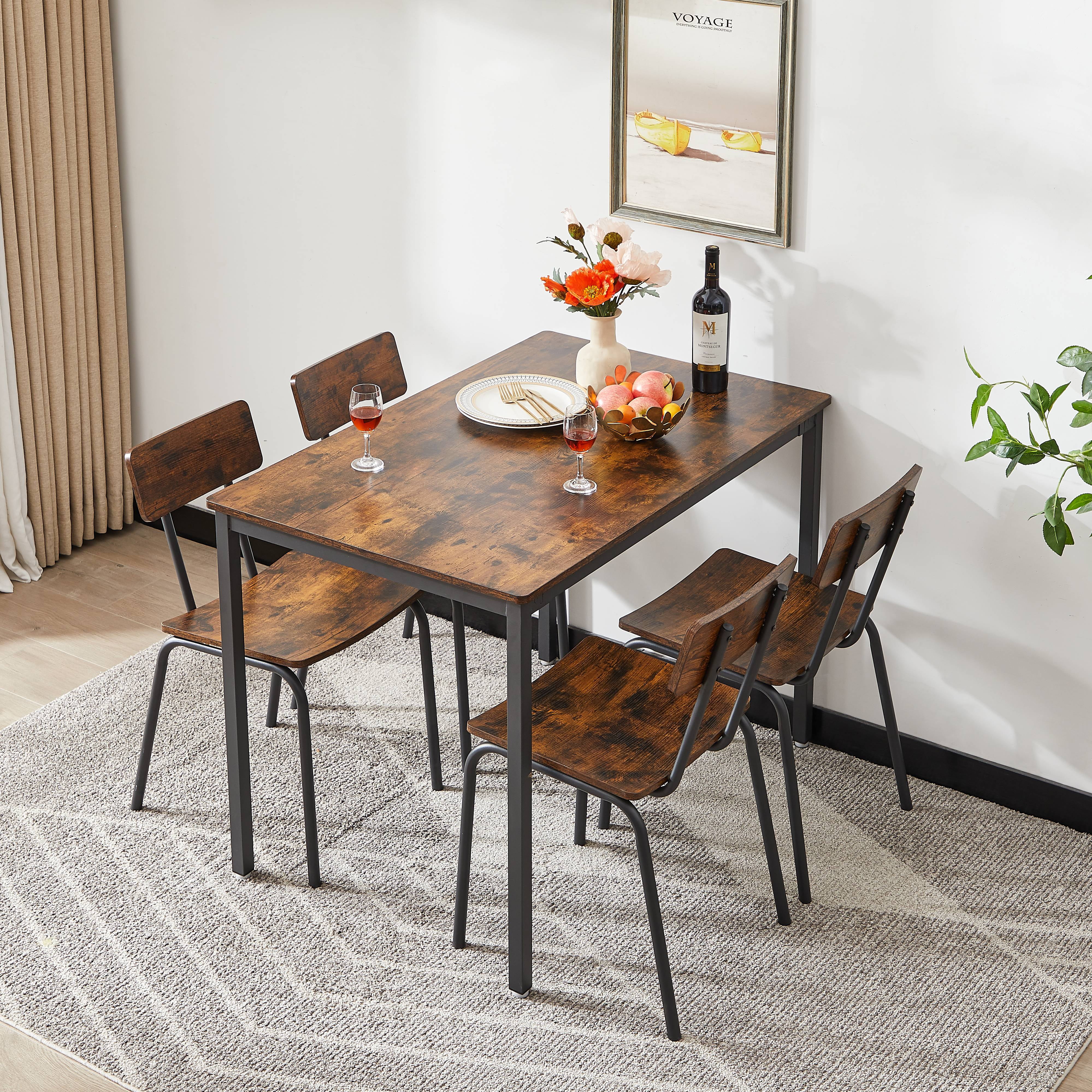 Modern Dining Table Set, 5 Piece Dining Set with 4 Chairs, Dinette Table and Chairs Set for Small Space, Kitchen Breakfast Table Set for 4, D9229
