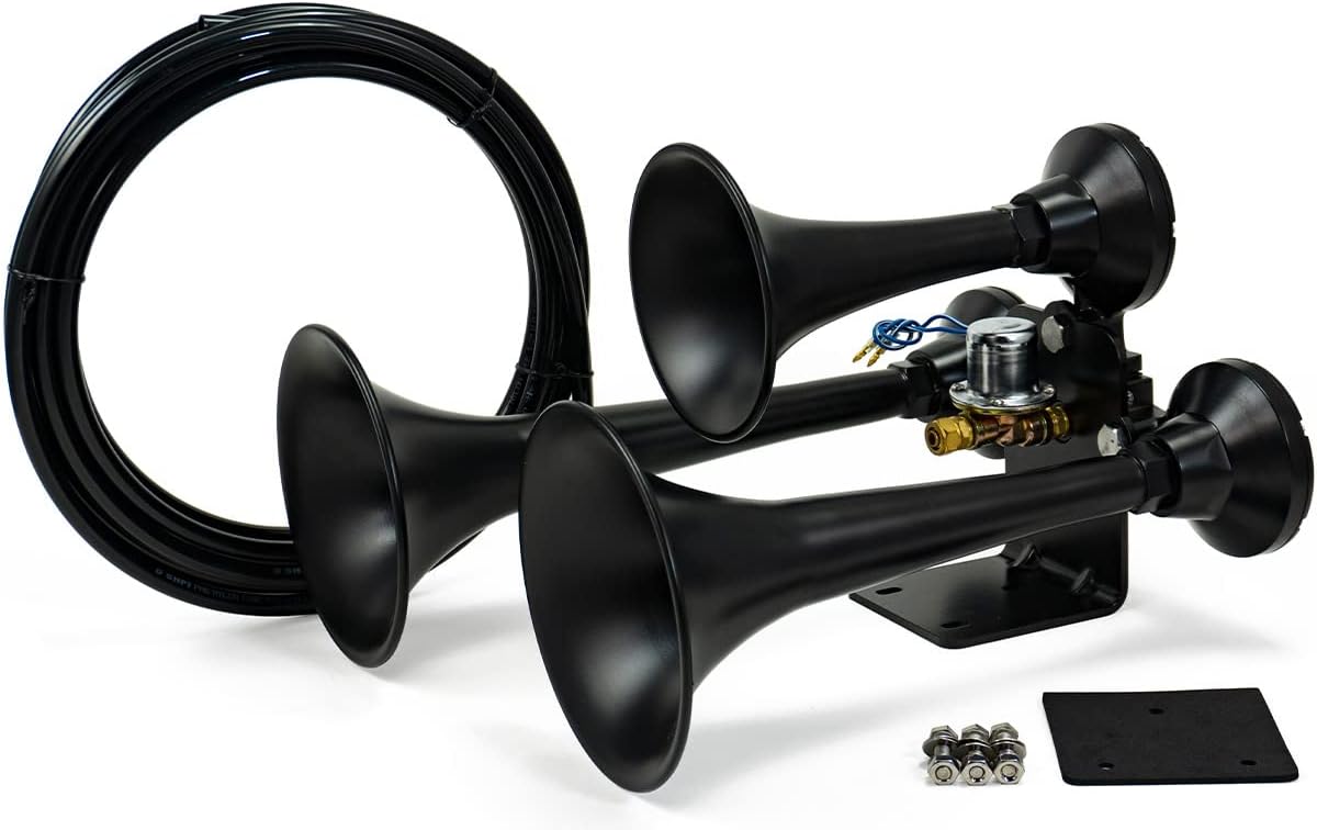 HornBlasters Outlaw Black 127H 1.5 Gallon 120PSI Train Horn Kit - All-In-One Air System - Easy Install - Big Sound