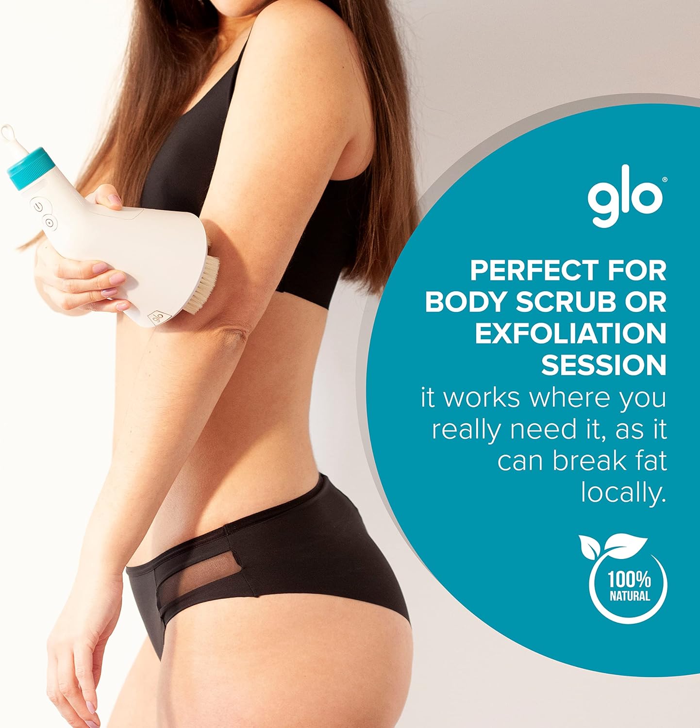 Glo910+ Anti Cellulite & Slimming Massage Machine with 4 Massage Heads with Phototherapy - Fat-burning, Drainage or Exfoliation, Clinically Tested Tool for Toning Legs, Butt, Thighs and Tired Muscles