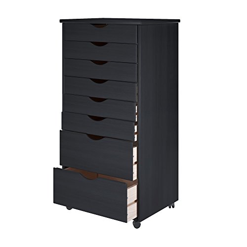 Adeptus Original Quick-2-Connect Roll Cart, Solid Wood, 6+2 Drawer Narrow Drawers Roll Carts, Medium Pine