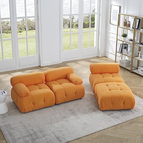 Boucle Bubble Corduroy Cloud couches Couch Modular Cloud Sofa Modern sectional, Teddy Fabric Comfy sectional couches for Living Room dupes Living Room (Beige)