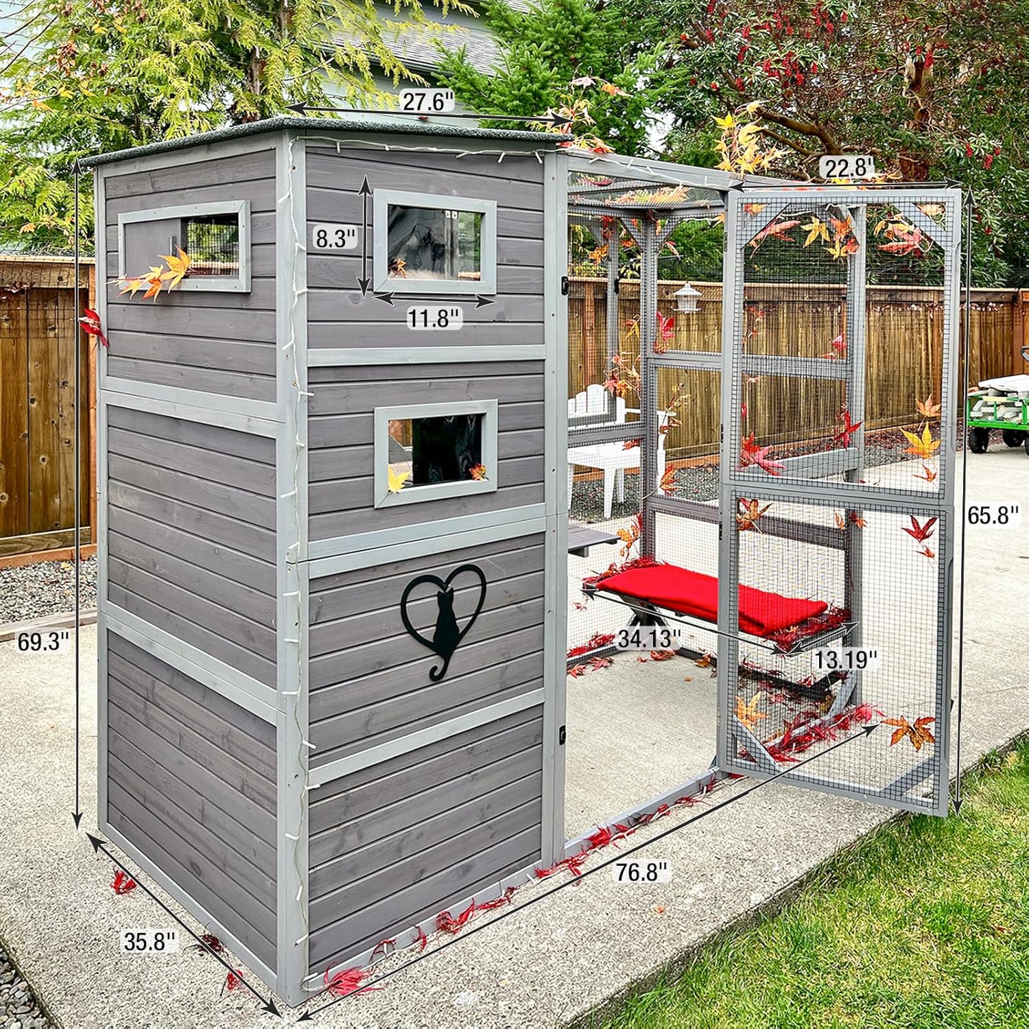 Catio Outdoor Cat Enclosure for Multiple Cats Weatherproof Large Cat House with 4 Levels, 3 Resting Rooms, 3 Platforms,77" L