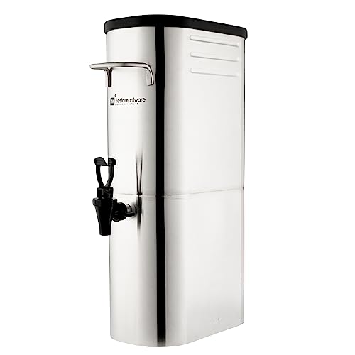 Restaurantware Bev Tek 3 Gallon Iced Tea Dispenser 1 Slim Design Iced Tea Server - No-Drip Spigot Cold & Hot Drink Friendly Silver 13/0 Stainless Steel Iced Beverage Dispenser With Handles