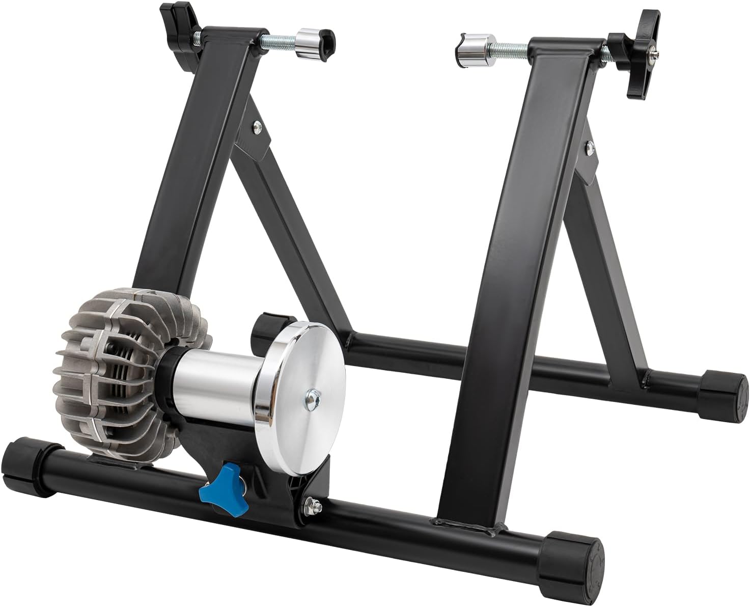 Indoor Bike Trainer Stand Magnetic Stationary Bike Stand for 26-29" & 700C Wheels Portable Indoor Bike Trainer for Indoor Riding with Quick Release Lever & Front Wheel Riser Block
