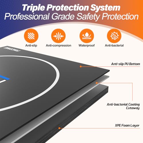 10' x 10' Wrestling Mat for Home Black Jiu Jitsu Wrestling Mats Durable Judo Mats for BJJ MMA Training Roll-Up Design Wrestling Mat for Grappling Martial Art Boxing Judo
