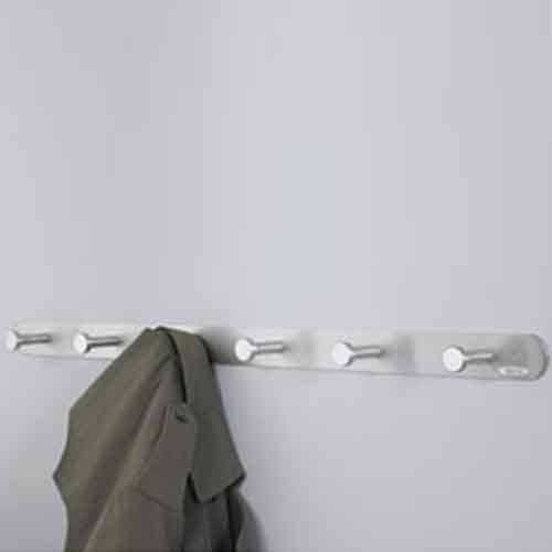 Safco Nail Head Wall Coat Rack, Six Hooks, Metal, Satin Aluminum