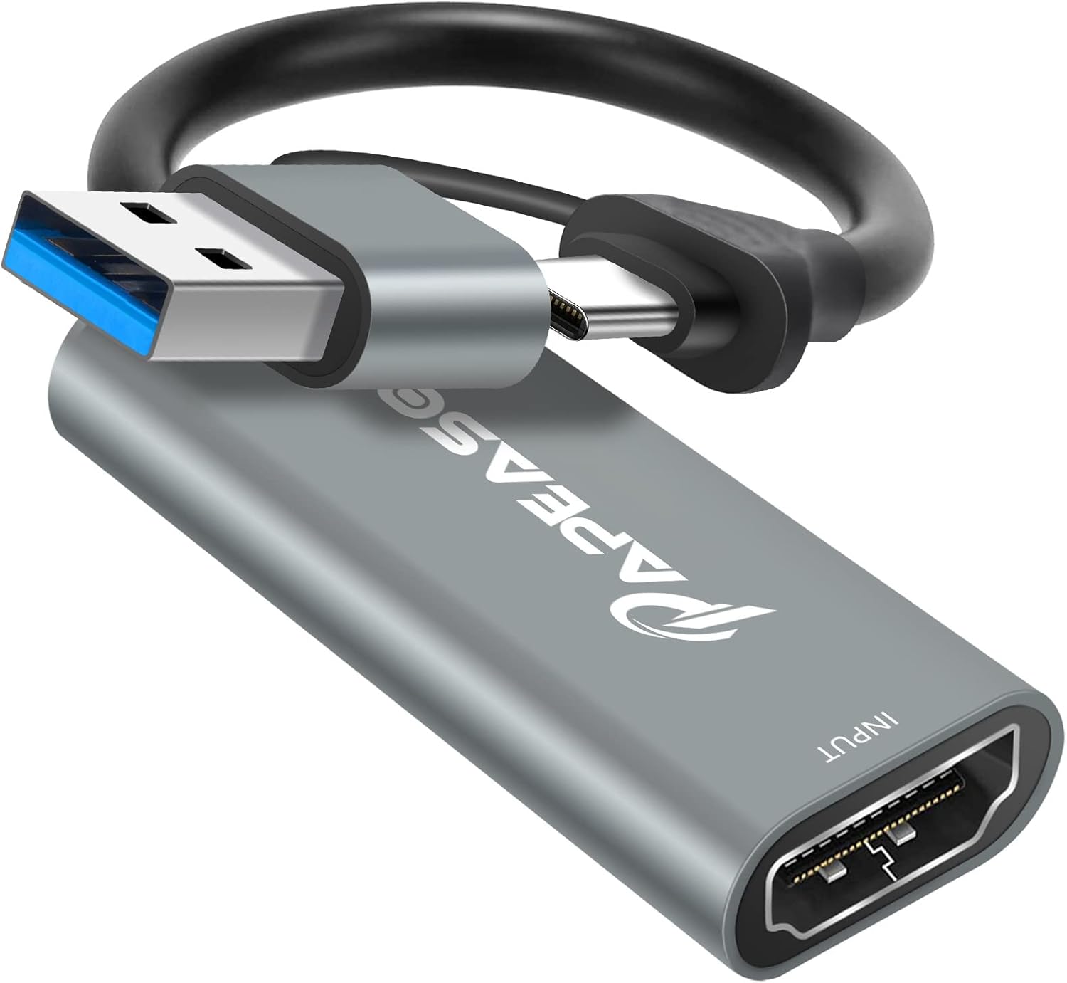 Papeaso Capture Card, Video Capture Card HDMI to USB/Type-C 1080P 60FPS Game Capture Card for Streaming, Teaching, Video conferencing or Live Broadcasting