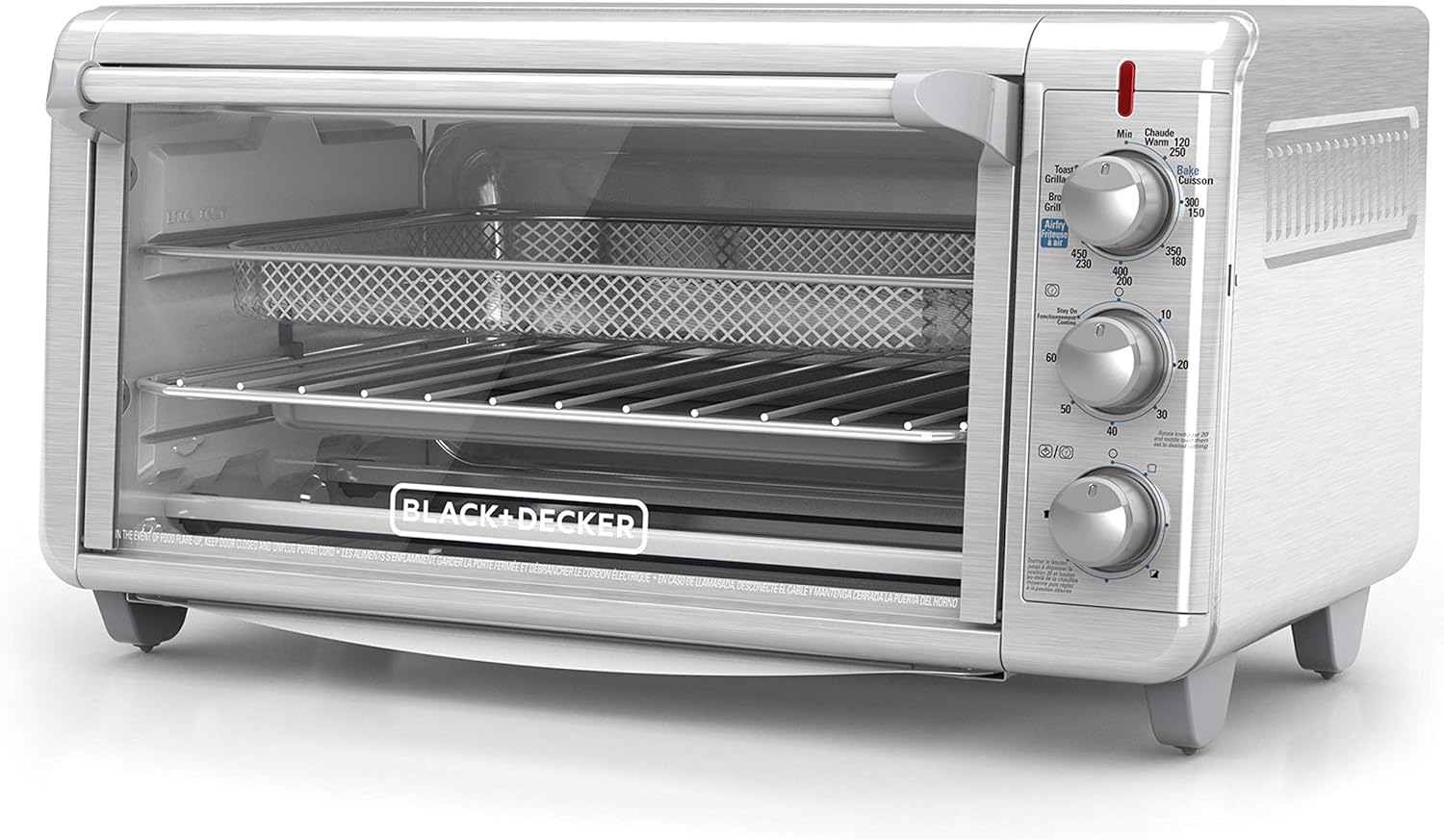 Black+Decker TO3265XSSD Extra Wide Crisp ‘N Bake Air Fry Toaster Oven, Silver, Fits 9" x 13" Pan