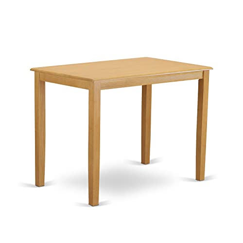 East West Furniture YACF3-OAK-C 3 Piece Counter Height Pub Set for Small Spaces Contains a Rectangle Kitchen Table and 2 Linen Fabric Dining Room Chairs, 30x48 Inch