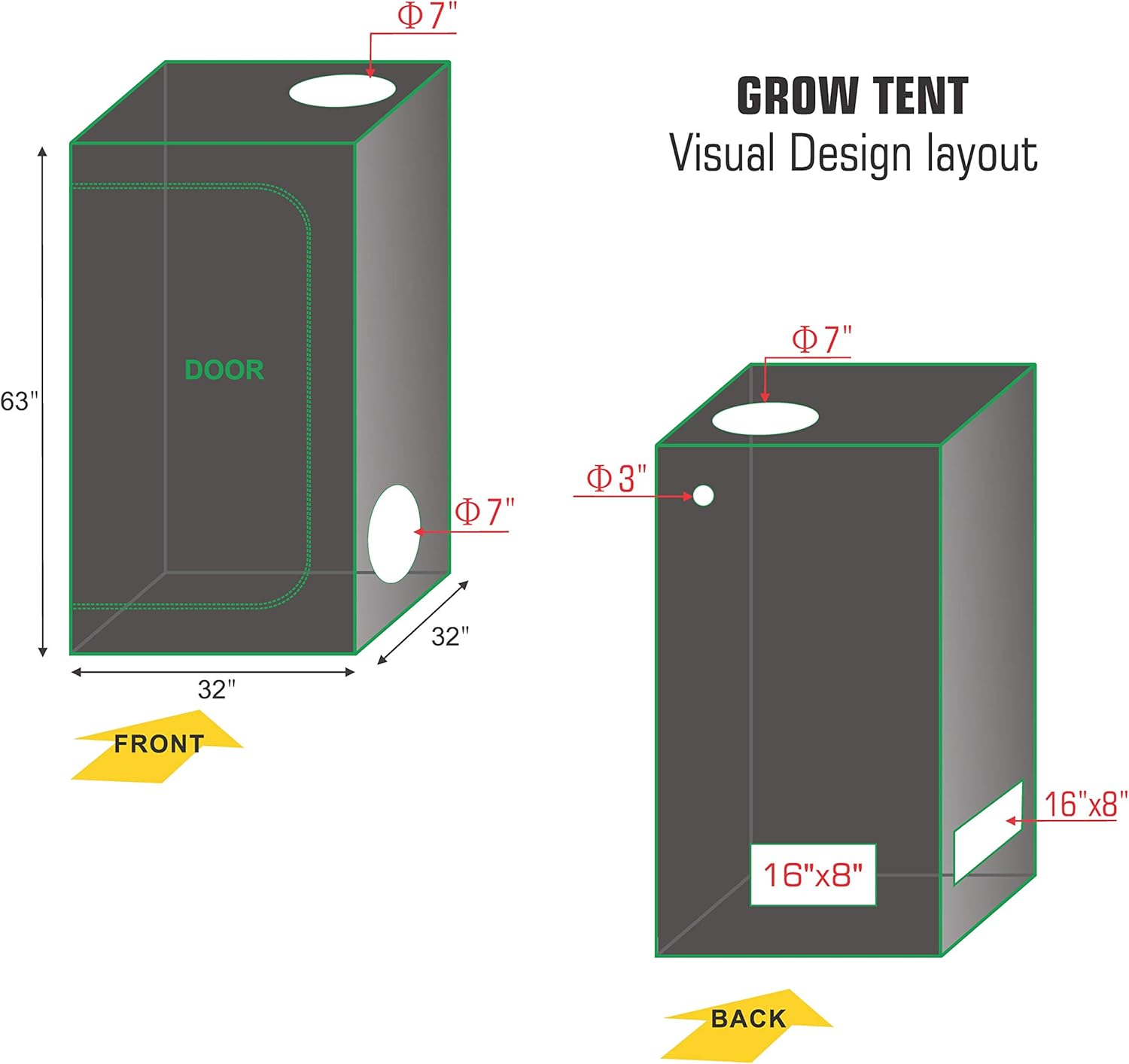 Grow Tent Kit Complete Package New Tech APQ300 LED Grow Light Full-Spetrum, 32"X32"X63"Indoor Mylar Grow Tent, 4" Fan Filter Combo Ventilation Kit for Hydroponic Growing System