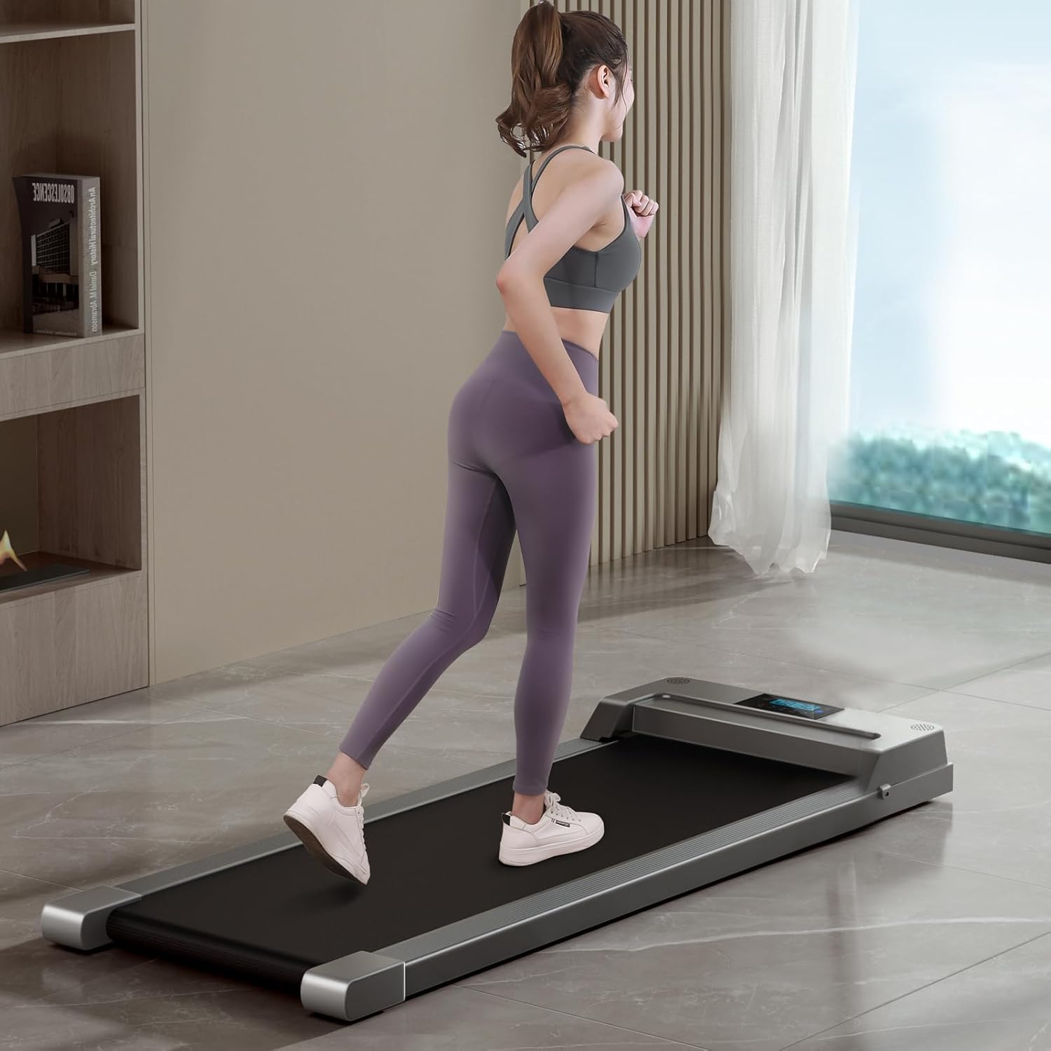 2 in 1 Portable Home Walking Pad, 2.5HP Office Under Desk Treadmill, Remote Control Walking Pad Treadmill Max Speed 3.8 MPH, Max Weight 300 lbs, Compact Treadmill with LED Display