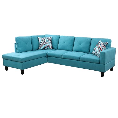 97" W Sectional Couches for Living Room, Flannel Modular Sectional Sofa Set for Living Room Couch, L Shape Couch for Living Room Furniture Sets, Black Grey