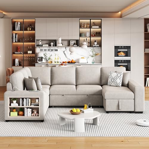 Oversized U-Shaped Sectional Sofa Couch Plush Corduroy Upholstered Modular Deep Seat Sofa&Couch Sectional W/Right Facing Chaise Lounge and 7 Toss Pillows for Home Apartment Living Room Furniture Sets