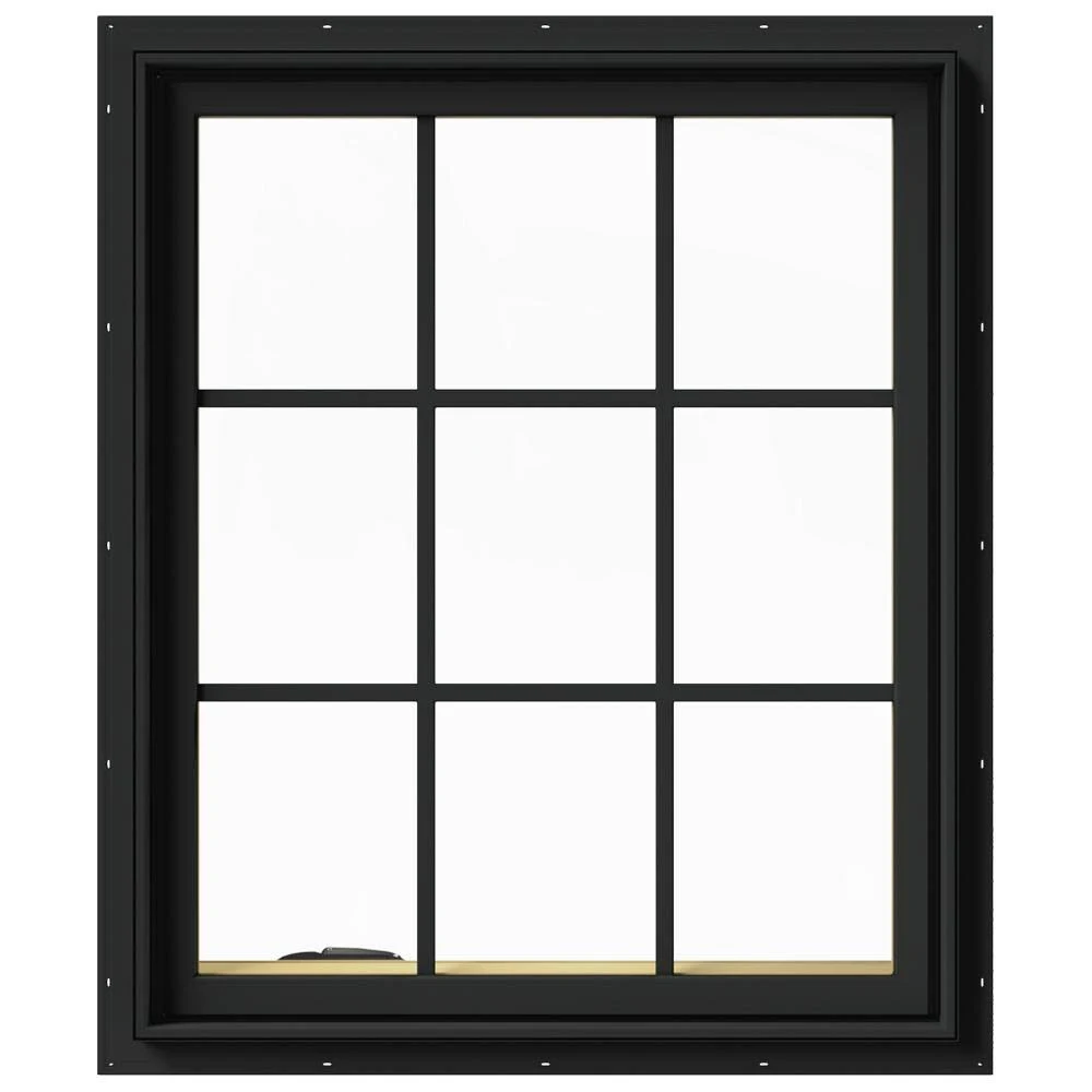 JELD-WEN 30 in. x 36 in. W-2500 Series Bronze Painted Clad Wood Left-Handed Casement Window with Colonial Grids/Grilles