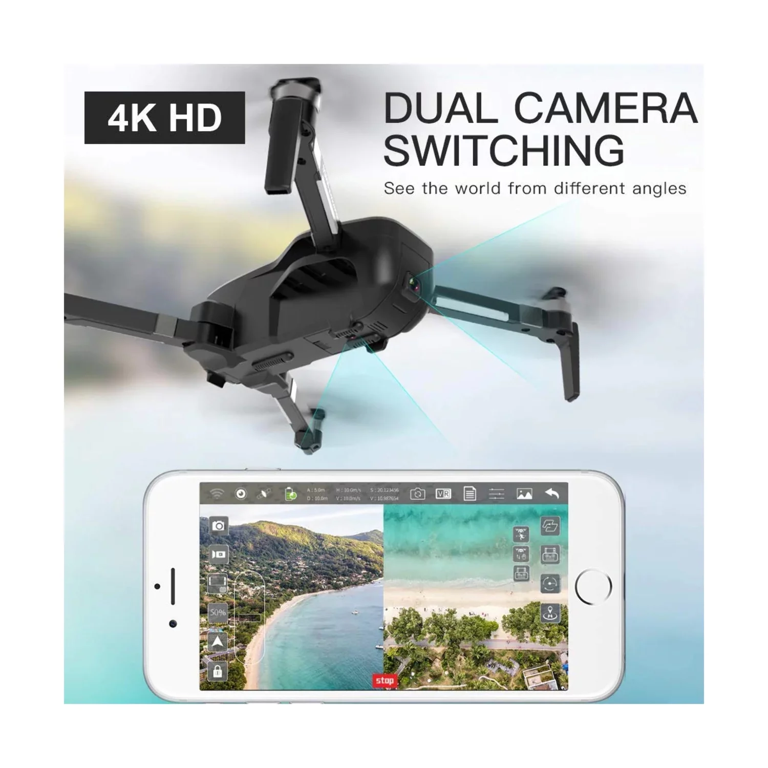 Drone X Pro LIMITLESS 2 GPS 4K UHD 5G WiFi Dual Camera FPV Live Video Follow Me 25min Battery RTH