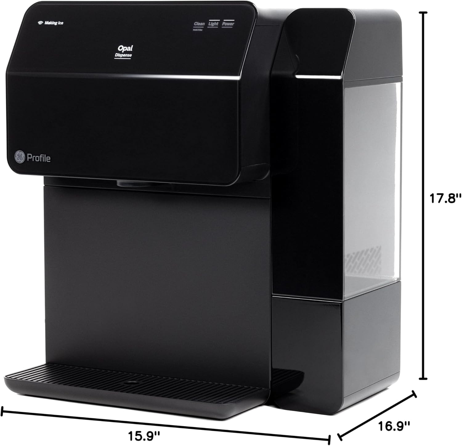 GE Profile Opal Ice Dispenser | Countertop Nugget Ice Maker with Ice Dispenser & 1-Gallon Side Tank | Ice Machine with WiFi Connectivity | Smart Home Kitchen Essentials | Satin Black