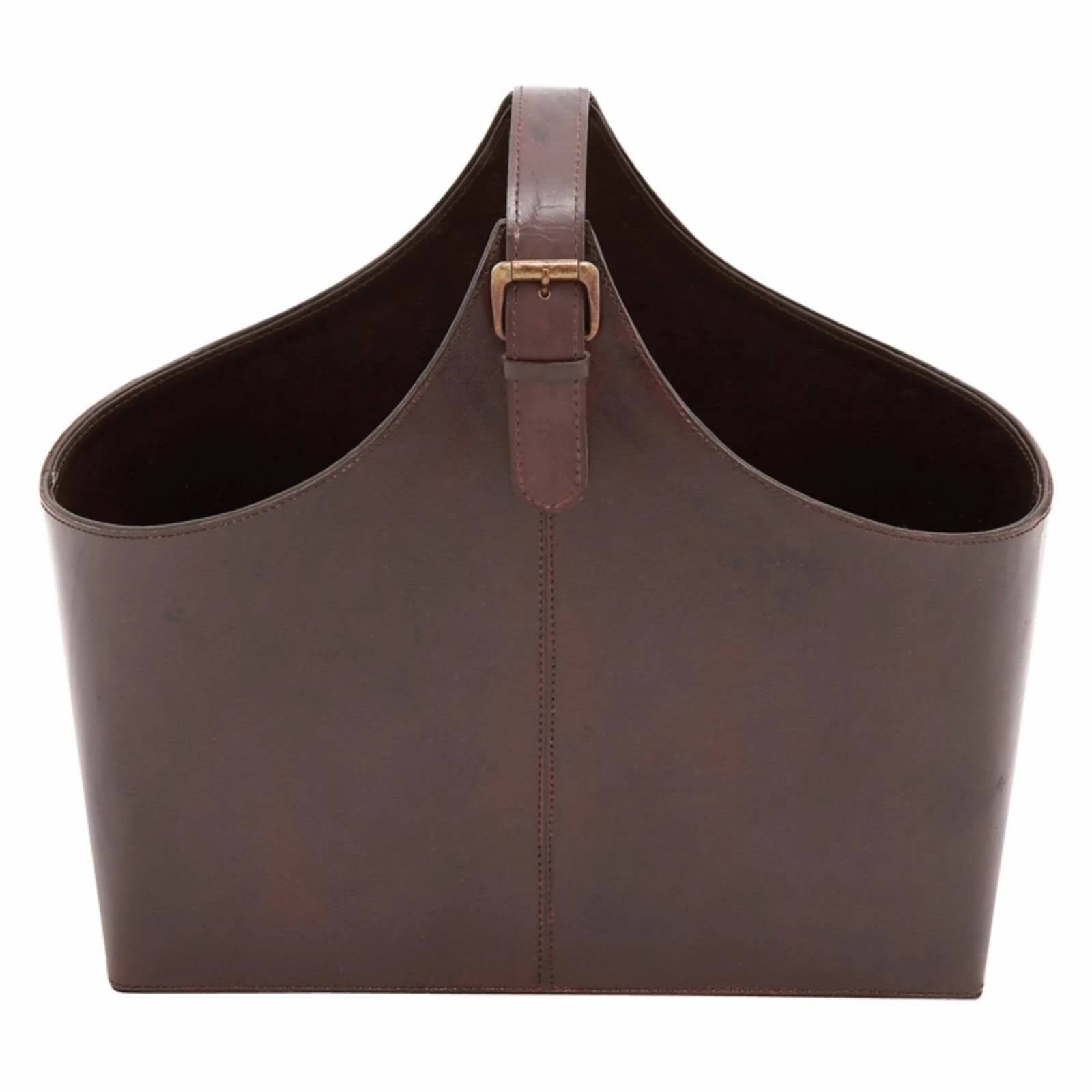 Wood Real Leather Magazine Holder Color: Brown