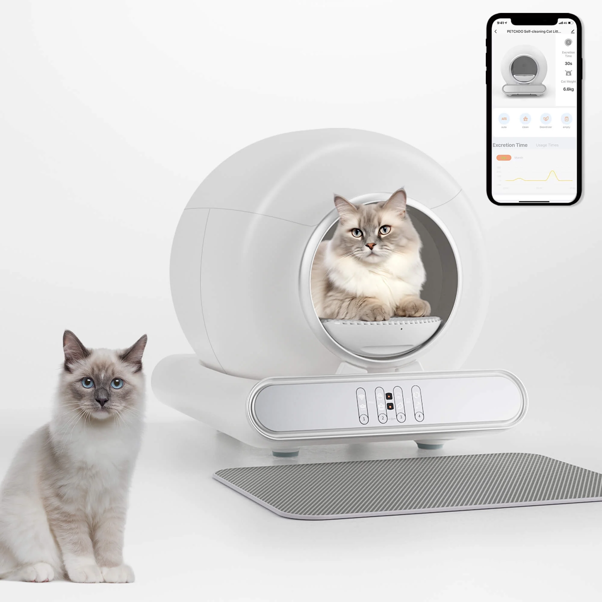 Next-Gen Intelligent Silent Automatic Self-Cleaning Litter Box | Smart Cat Litter Robot for 1-3 Cats Households | App Control - Curated Treasures Market