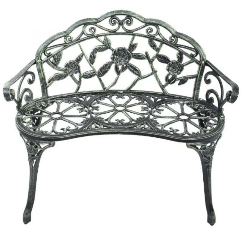 Aluminum Patio Outdoor Garden Bench Chair Loveseat Cast - 39 2/5x22 x 20 4/5x22 x 30 3/5x22 (L x D x H) - Green