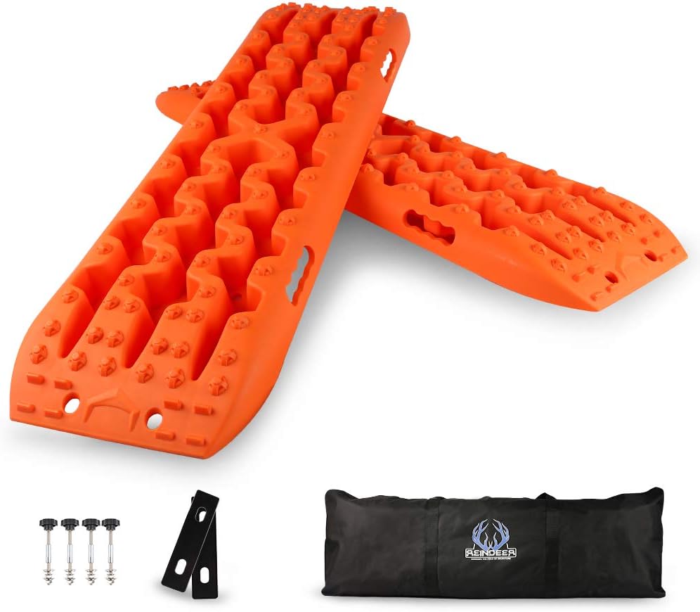 REINDEER Recovery Traction Tracks Mat for 4X4 Offroad Sand Snow Mud Track Tire Ladder Blue Slim 4WD Pack of 2