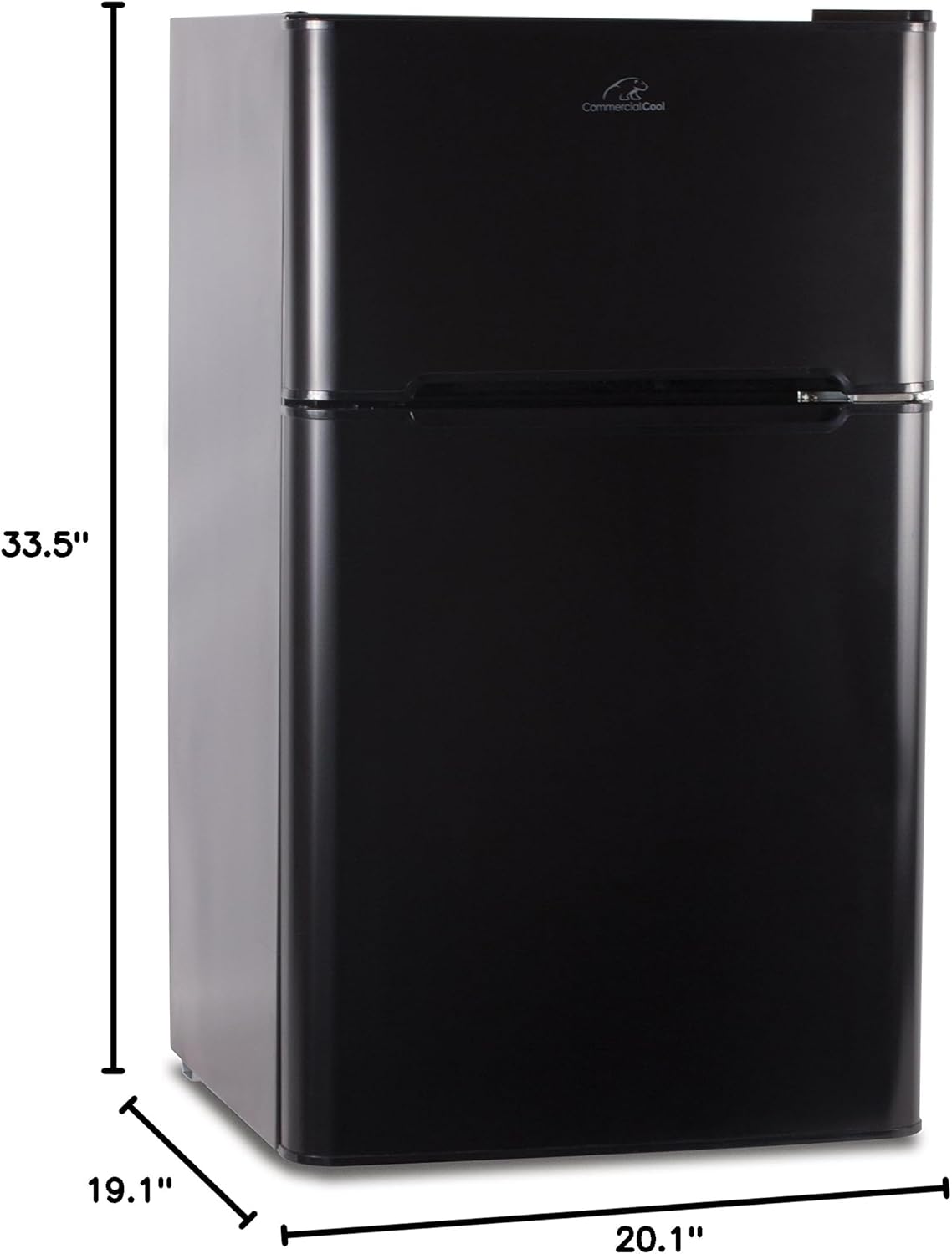 Commercial Cool CCRD32B Compact Double Door Refrigerator with True Freezer, 3.2 Cu. Ft. Mini Fridge, Black