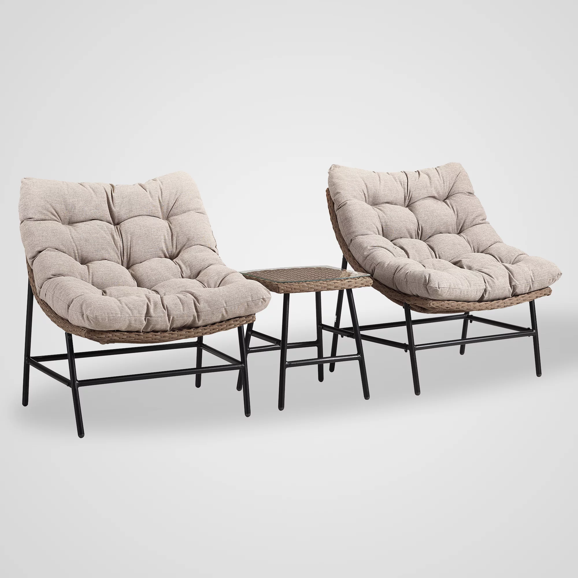 Manor Park Outdoor Patio Papasan Chair Set with End Table