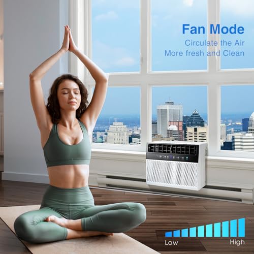 R.W.FLAME U-Shaped Air Conditioner Window Unit, 6 Modes 24H Timer Energy-saving Window AC Units, Full Window View, White