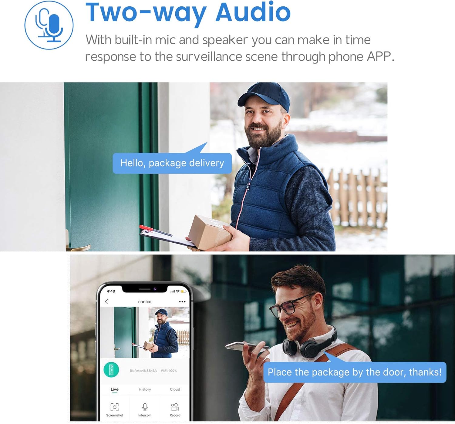 Wireless Video Doorbell Camera, Morecam 1080P HD Security WiFi Doorbell Camera with Wireless Chime, Motion Detect Sensor, IR Night Vision, IP66 Waterproof, 2-Way Audio Pack of 2