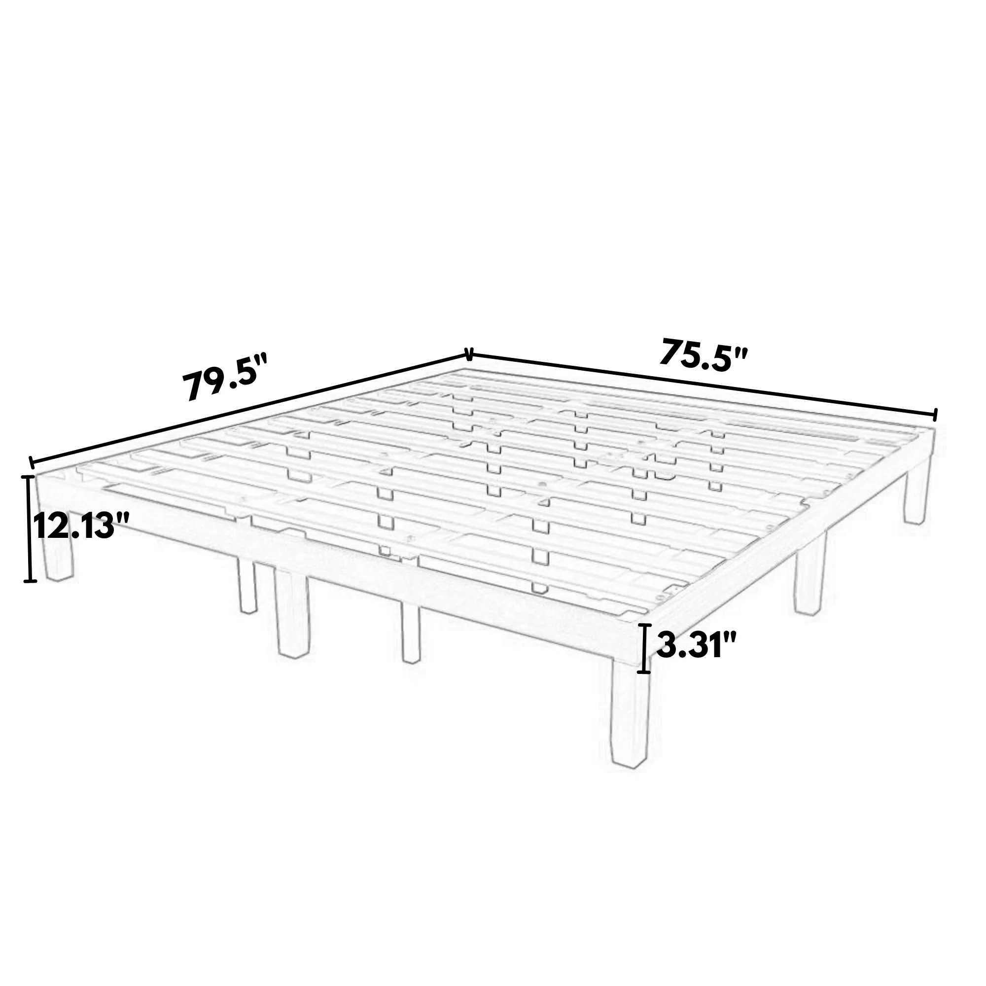 Gewnee King Size Wooden Platform Bed Frame with Wood Slat Support,Brown