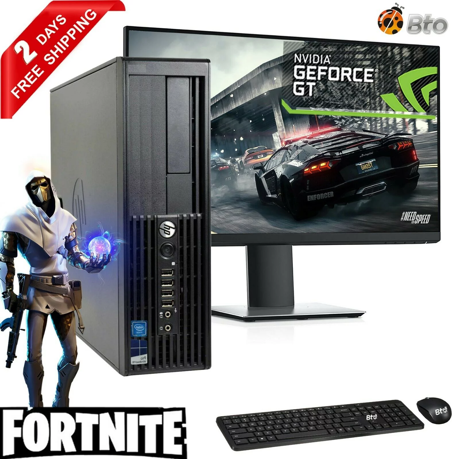 Restored Gaming HP SFF Computer Intel Core i5 2nd Gen. 16GB Ram, 1TB HDD, NVIDIA GT 1030, 22" LCD, Keyboard and Mouse, Wi-Fi, Win10 Home Desktop PC (Refurbished)