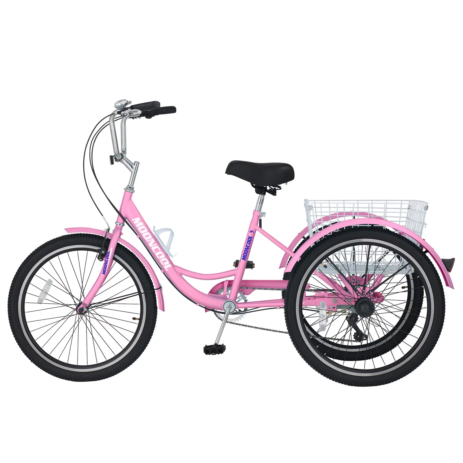 LILYPELLE 24 Adult Tricycle 7 Speed, Three Wheel Bikes for Adults 400lbs,Low-Step Through Trike Cruiser for Exercise Shopping Outdoor Activities,Cyan