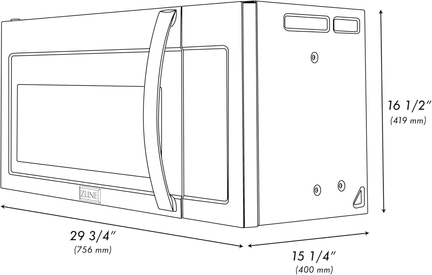 ZLINE Over the Range Convection Microwave Oven in Stainless Steel with Modern Handle and Sensor Cooking