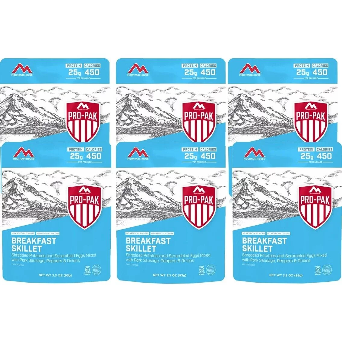 Mountain House Freeze Dried Breakfast Skillet - Pro-Pak? Emergency Survival Food for Camping, Hiking and Backpacking - 6 Pouches - Curated Treasures Market