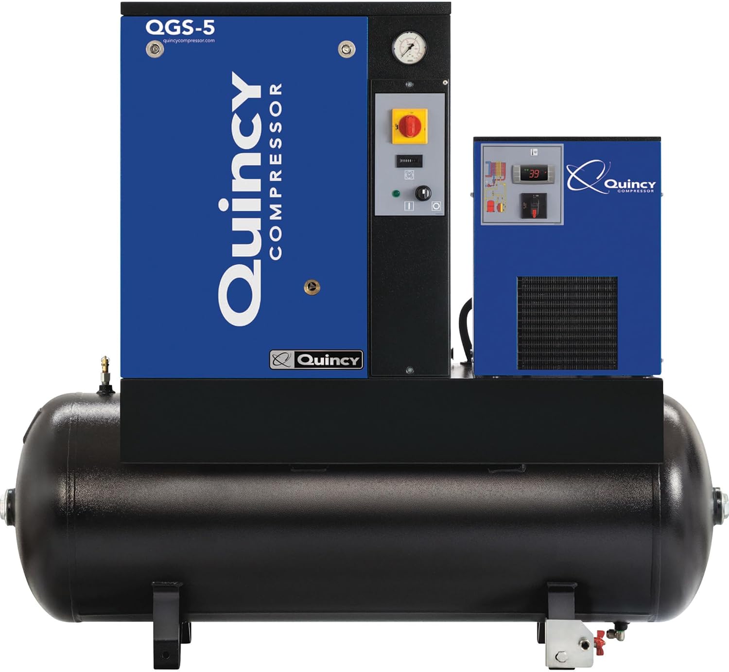 Quincy QGS Rotary Screw Compressor with Dryer - 5 HP, 200/208, 230, 460 Volt 3 Phase, 60 Gallon, 16.6 CFM, Model Number QGS-5TMD