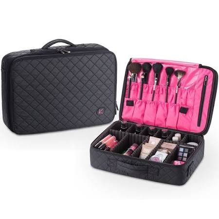 KIOTA Makeup Case Cosmetic Travel Storage Organizer Bag with Dividers (Slate), Grey