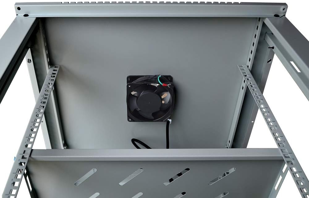Sysracks 15U Wall Mount Gray IT Network Av Data Server Rack Cabinet Enclosure 24 Inch Depth - 2 Shelves - 8-Way PDU - Fan - Adjustable Feet - Hardware