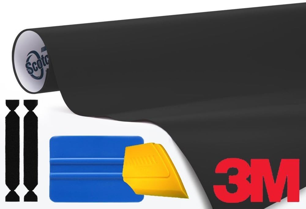 3M 1080 Matte Black Air-Release Vinyl Wrap Roll Including Toolkit (5 Feet X 5 Feet) Pack of 2