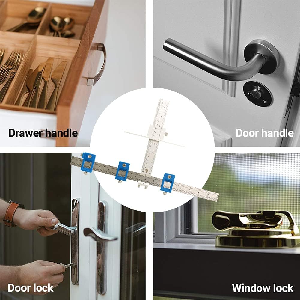ASCENDAS Cabinet Hardware Jig, Aluminum Alloy Cabinet Jig for Handles and Pulls, Drill Guide Sleeve Drawer Pull Jig Tool for Cabinet Doors Knobs and Drawer Pulls