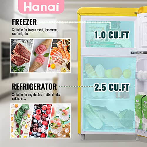 WANAI mini fridge with freezer dual door