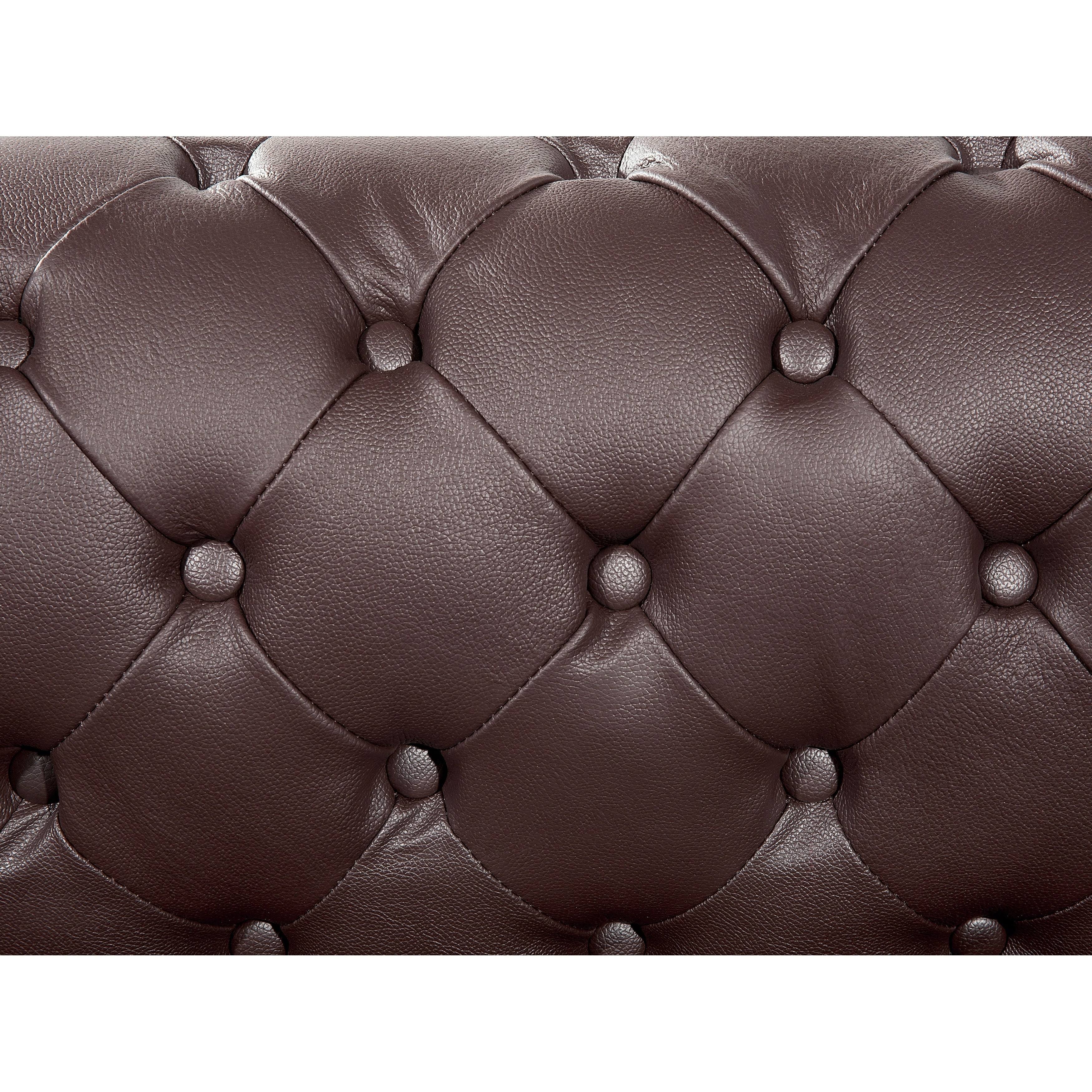 Beliani Tufted Leather Armchair Brown Chesterfield