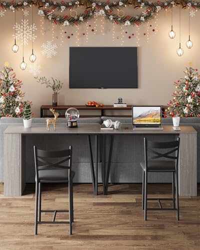 GAOMON 3 Piece Bar Table Set for 2, Bar Table and Chairs Set with with Flip Top Extension, Dining Table Set with Storage Shelves, Suitable for Small Space Kitchen Apartment, Grey