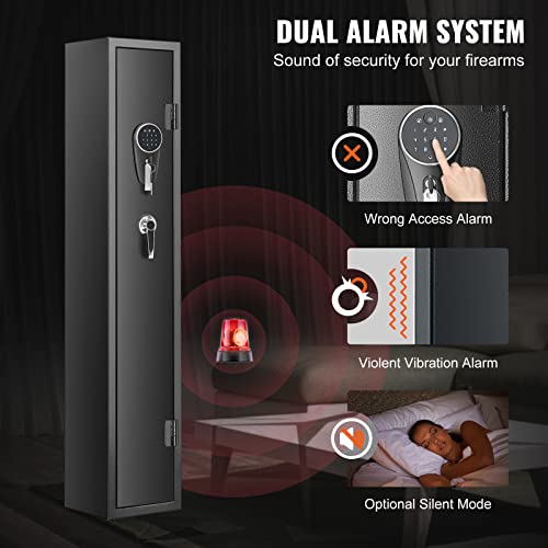 VEVOR 6-8 Rifles Gun Safe, Rifle Safe with Fingerprint & Digital Keypad Lock, Gun Storage Cabinet for Shotguns with Built-in Storage Locker, Removable Storage Shelf for Home Long Gun and Pistols
