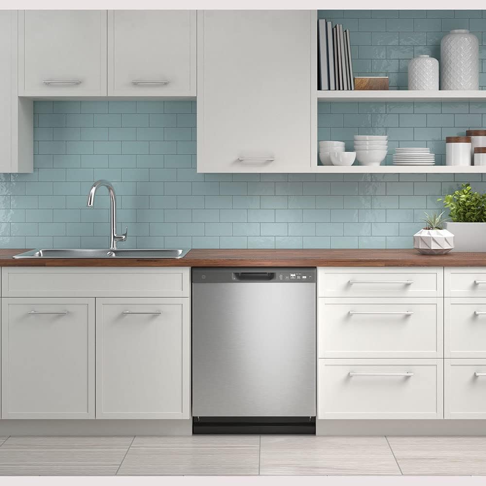 GE 24 in. Stainless Steel Front Control Tall Tub Dishwasher with Steam Cleaning, Dry Boost, and 59 dBA