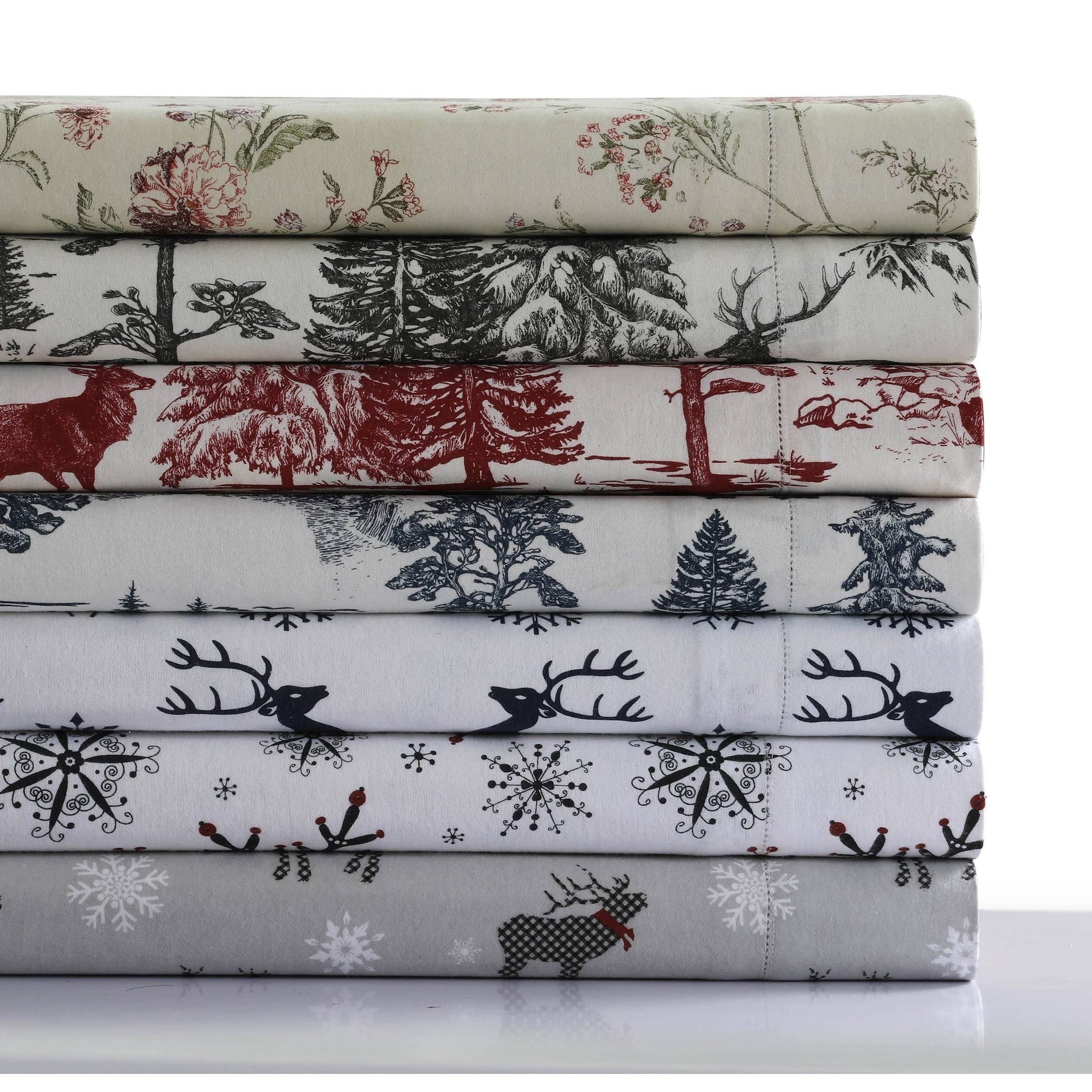Tribeca Living Heavyweight Cotton Flannel Printed Extra Deep Pocket Sheet Set - Assorted - Twin XL