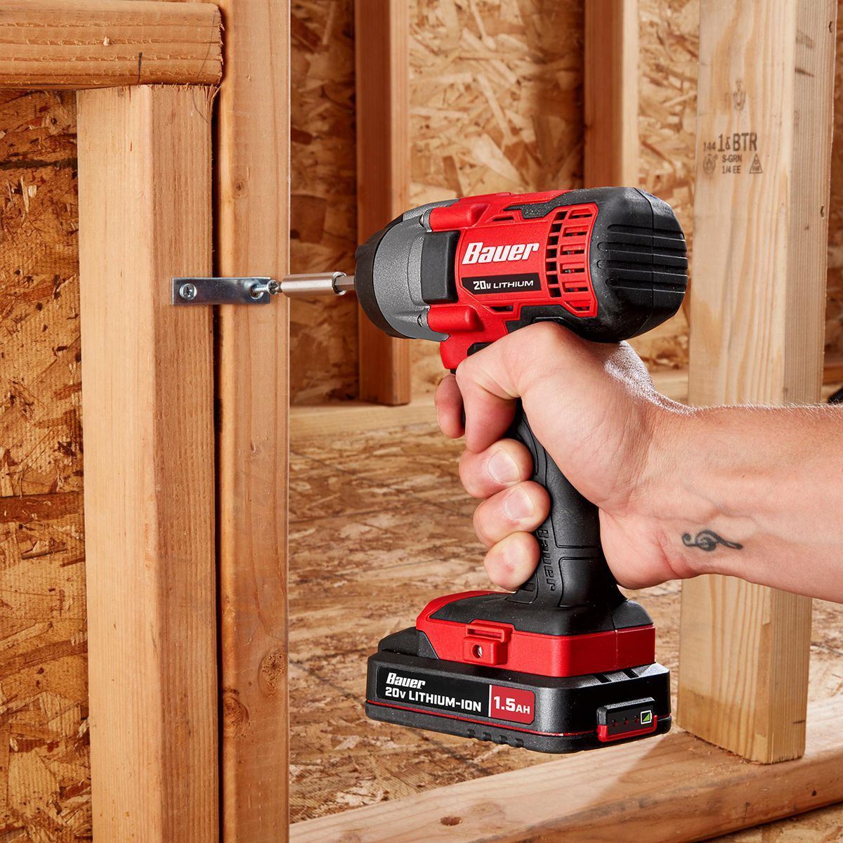 BAUER 20V, 2-Tool Cordless Drill and Impact Driver Kit with (2) 1.5 Ah Batteries and Charger